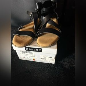 Sandals, size 9 black with buckles